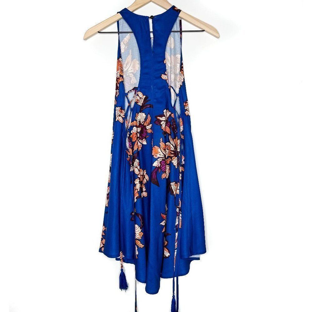 Floral Sleeveless Lace Up Tassel Tunic Dress - Picture 3 of 8